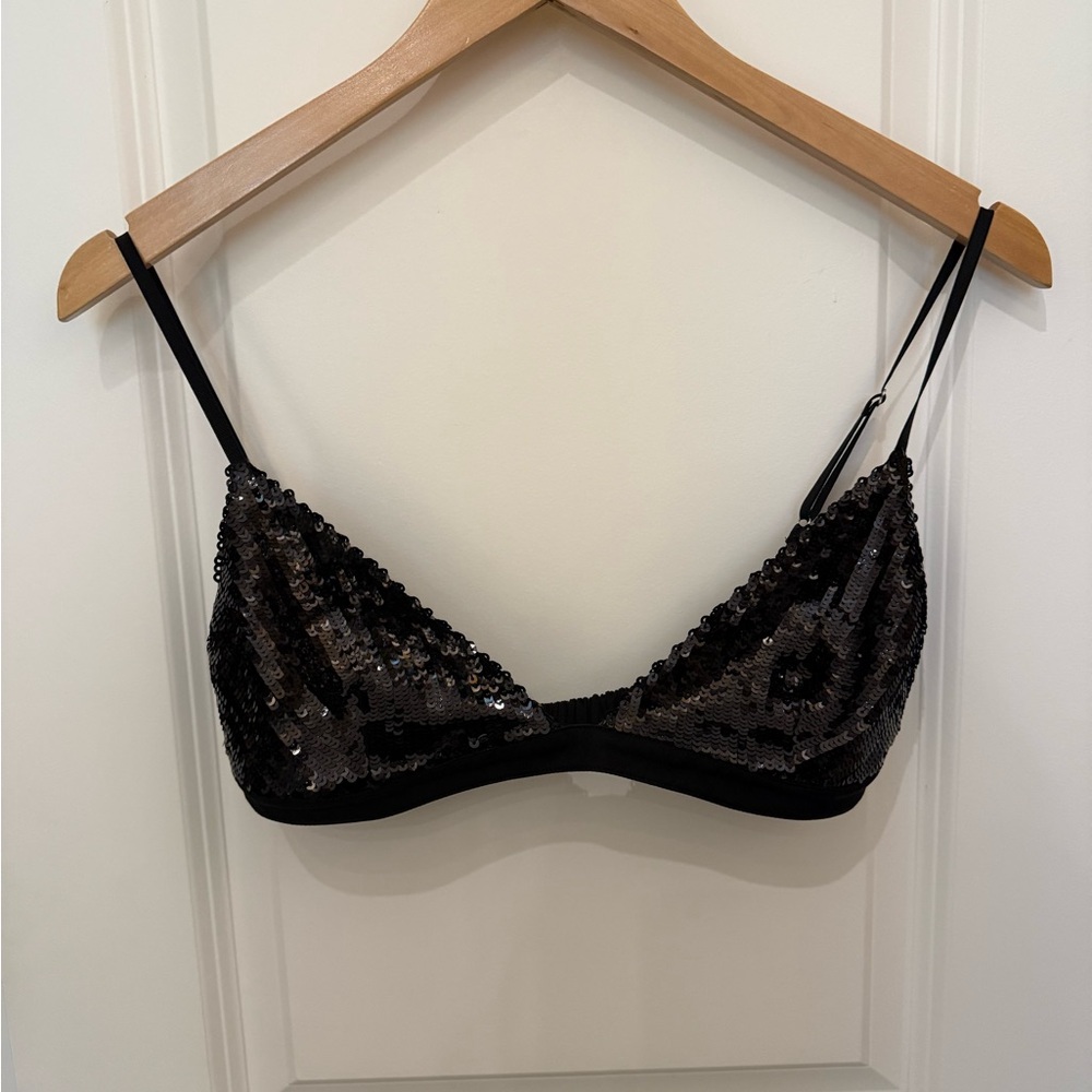 KHAITE Black Sequin Bralette